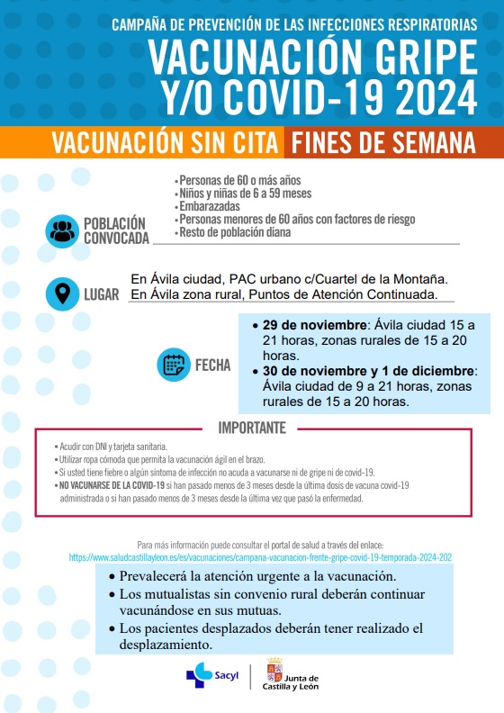 Vacunación sin cita. Fin de semana del 29 nov al 1 dic